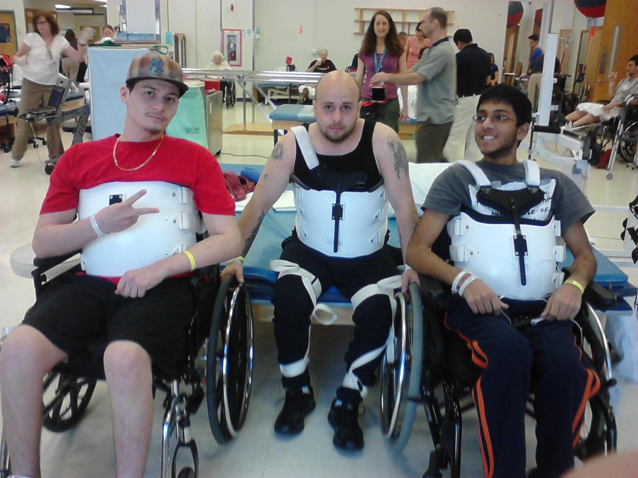 Three members at rehabilitation center