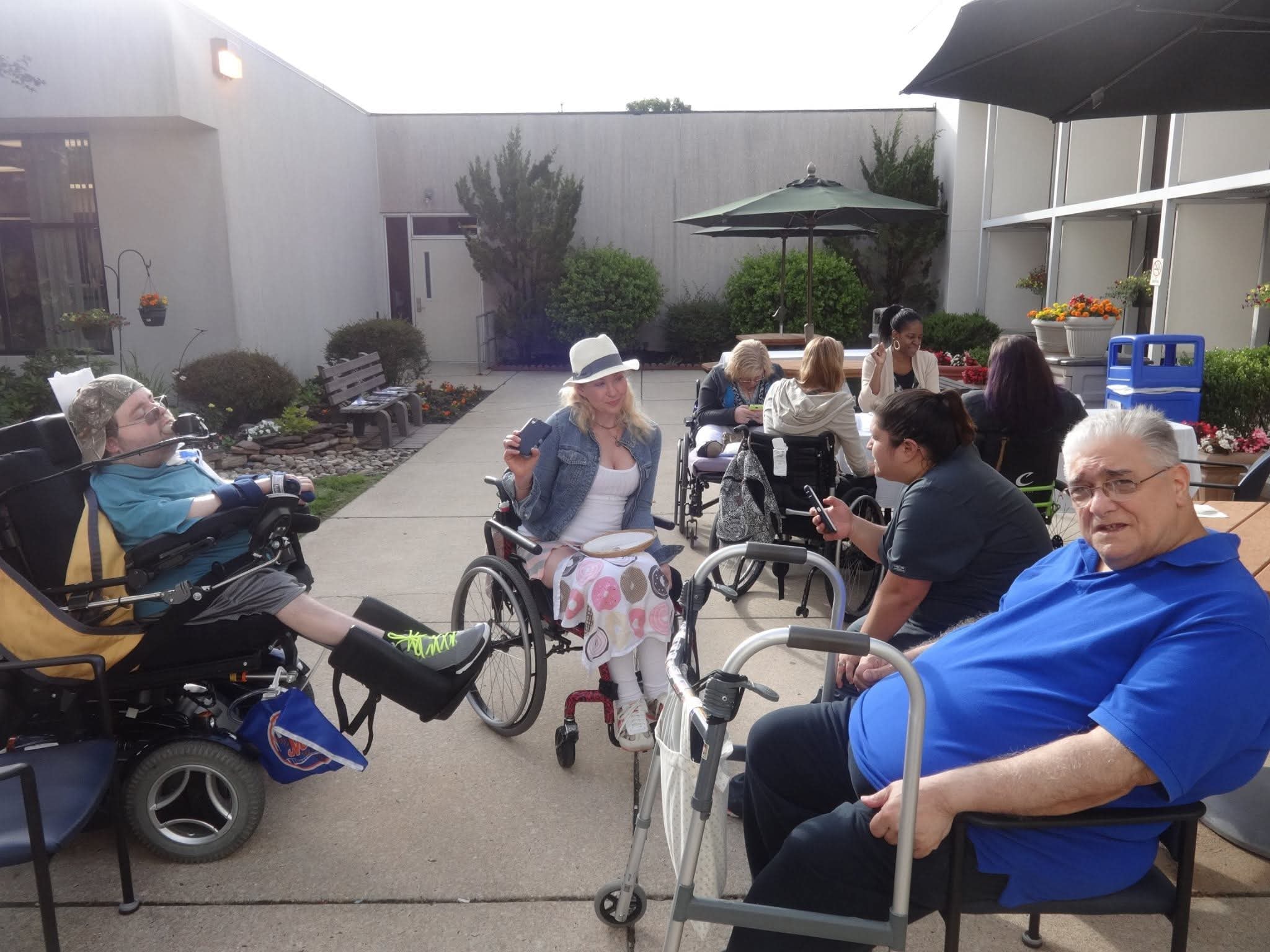 Outdoor community meetup — rehab courtyard